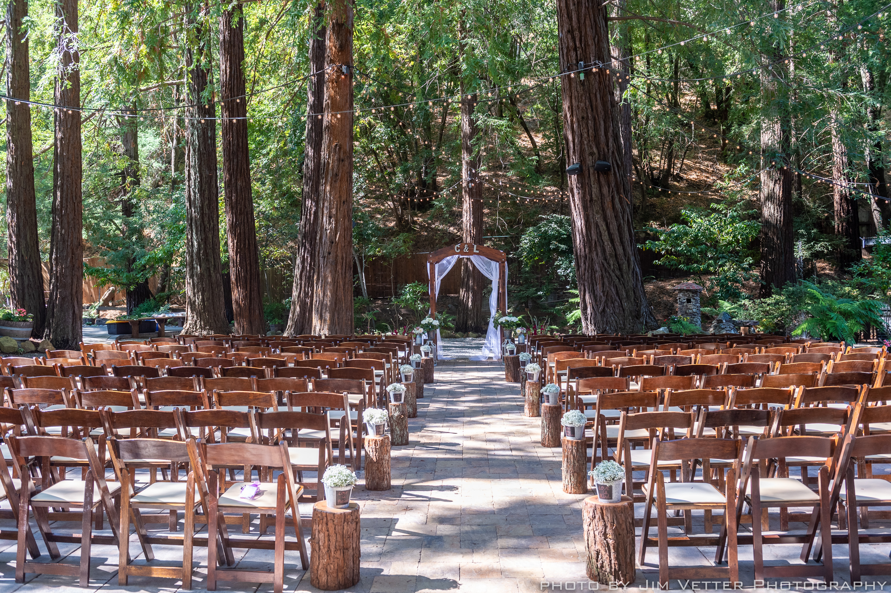 deer park villa fairfax ceremony under redwood trees
