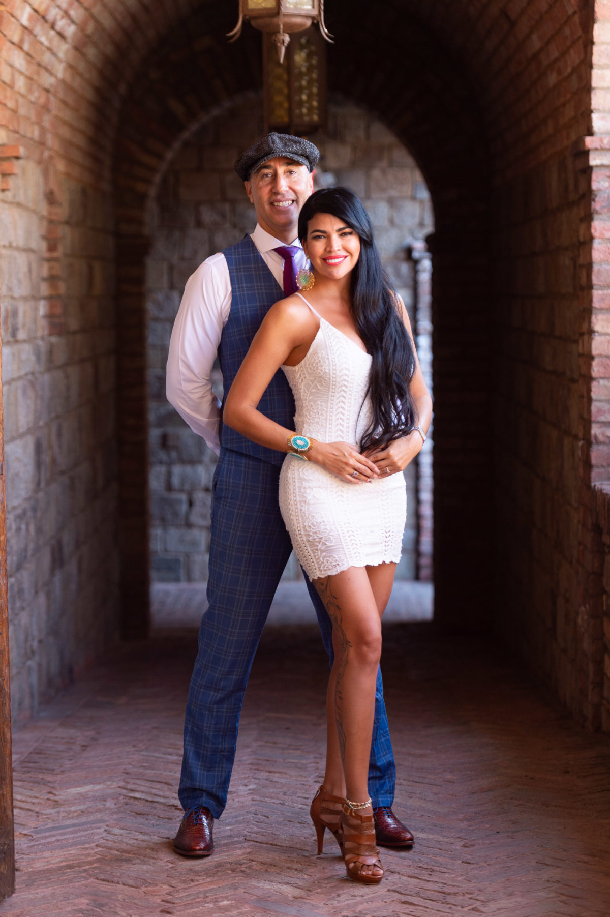 engagement photos of couple in castle