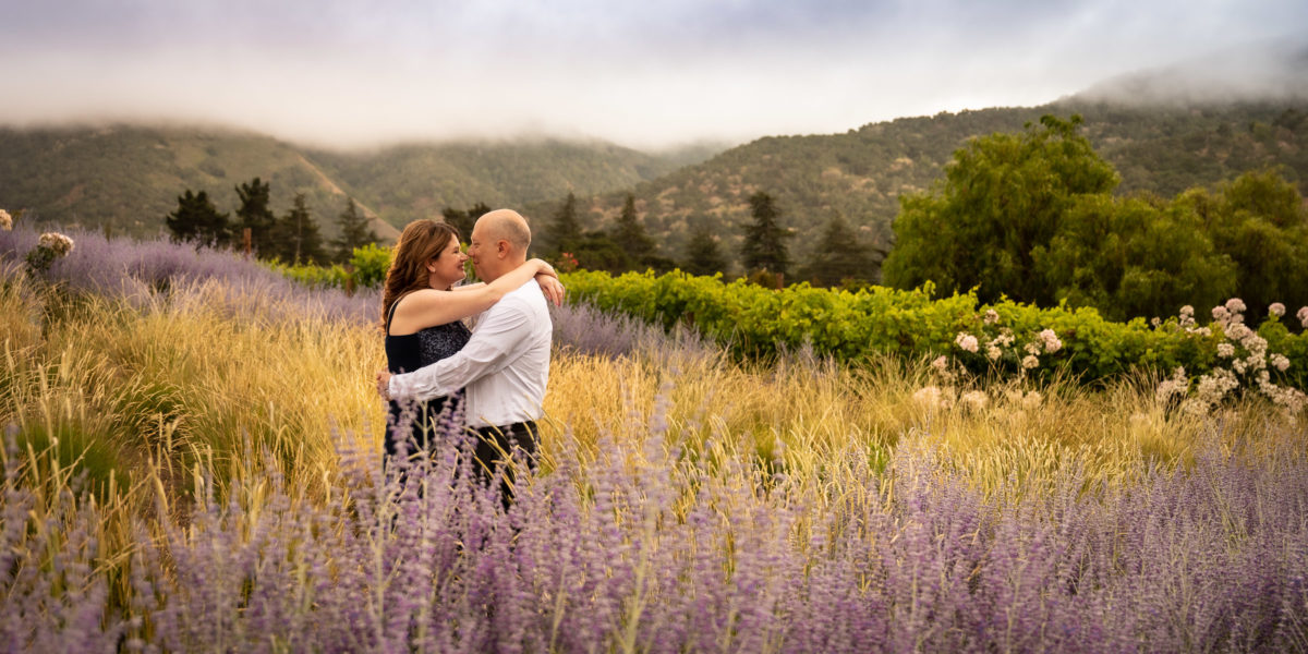 couple in lavender field