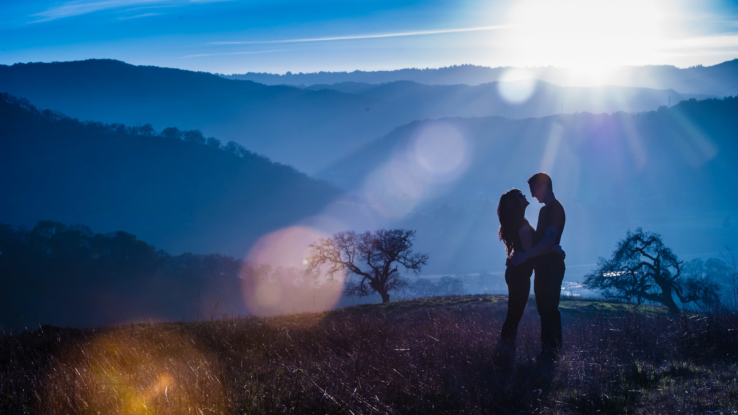 Engagement photo of young couple in the Santa Cruz Mountains.