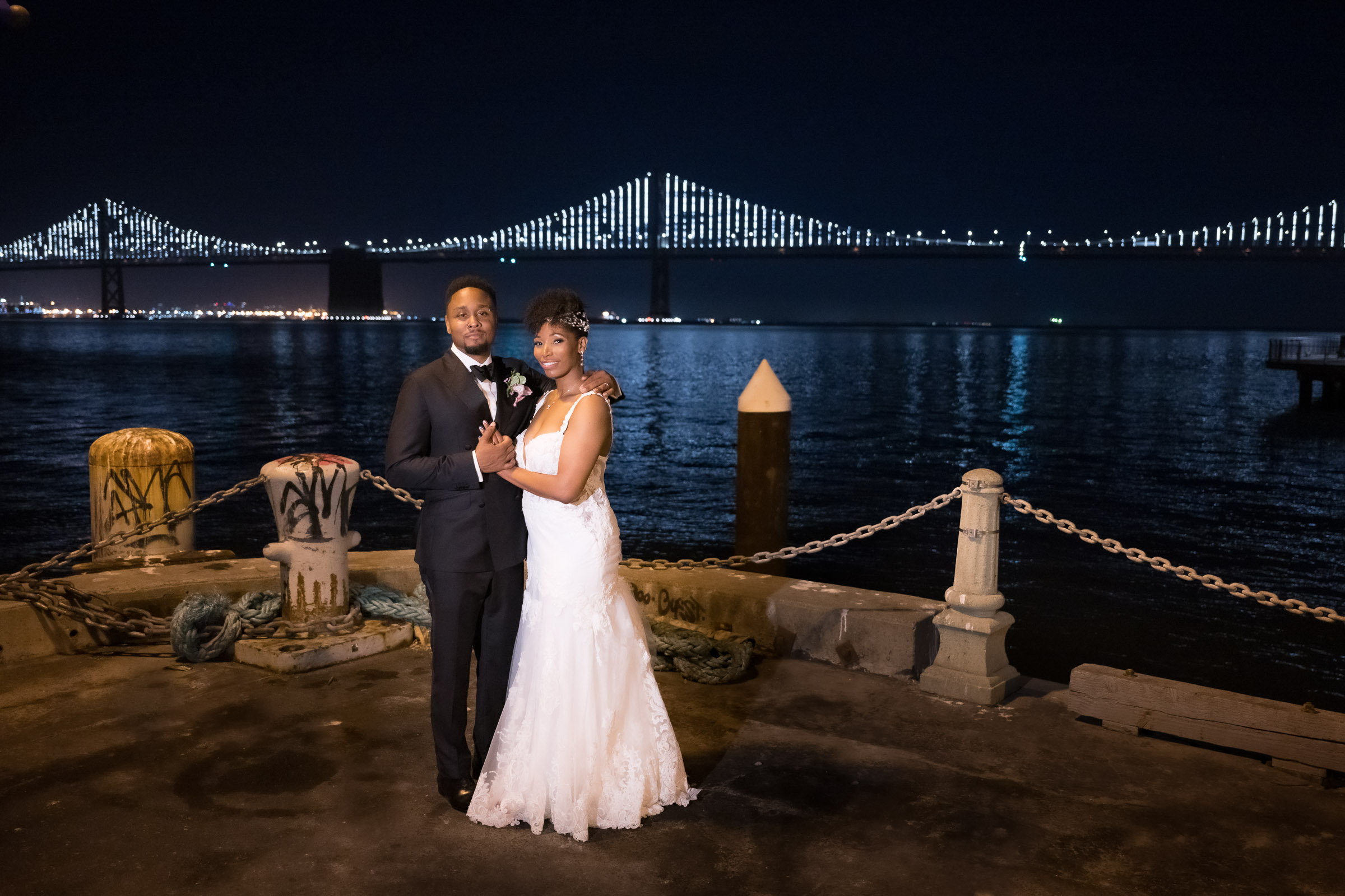 Bride & Groom San Francisco Bay Bridge Lights