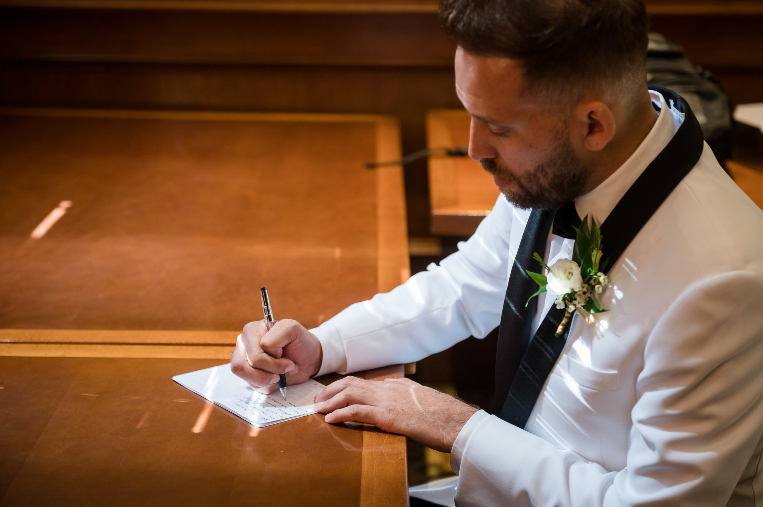Leizl & Kiel, Pleasanton, Ruby Hill Golf Club, Wedding, groom writing vows