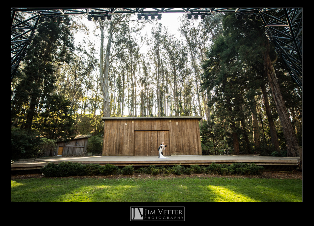 Bride & Groom dancing on stage at Stern Grove.