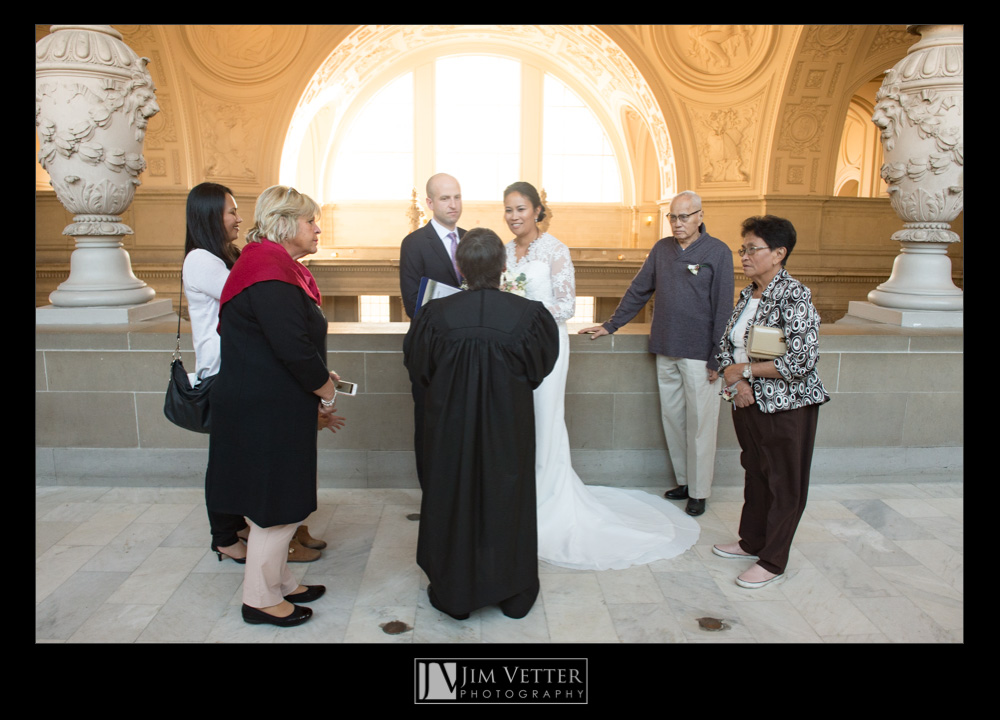 Top floor wedding ceremony at San Francisco City Hall
