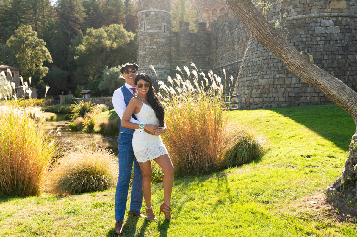 newly engaged couple at castello di amorosa