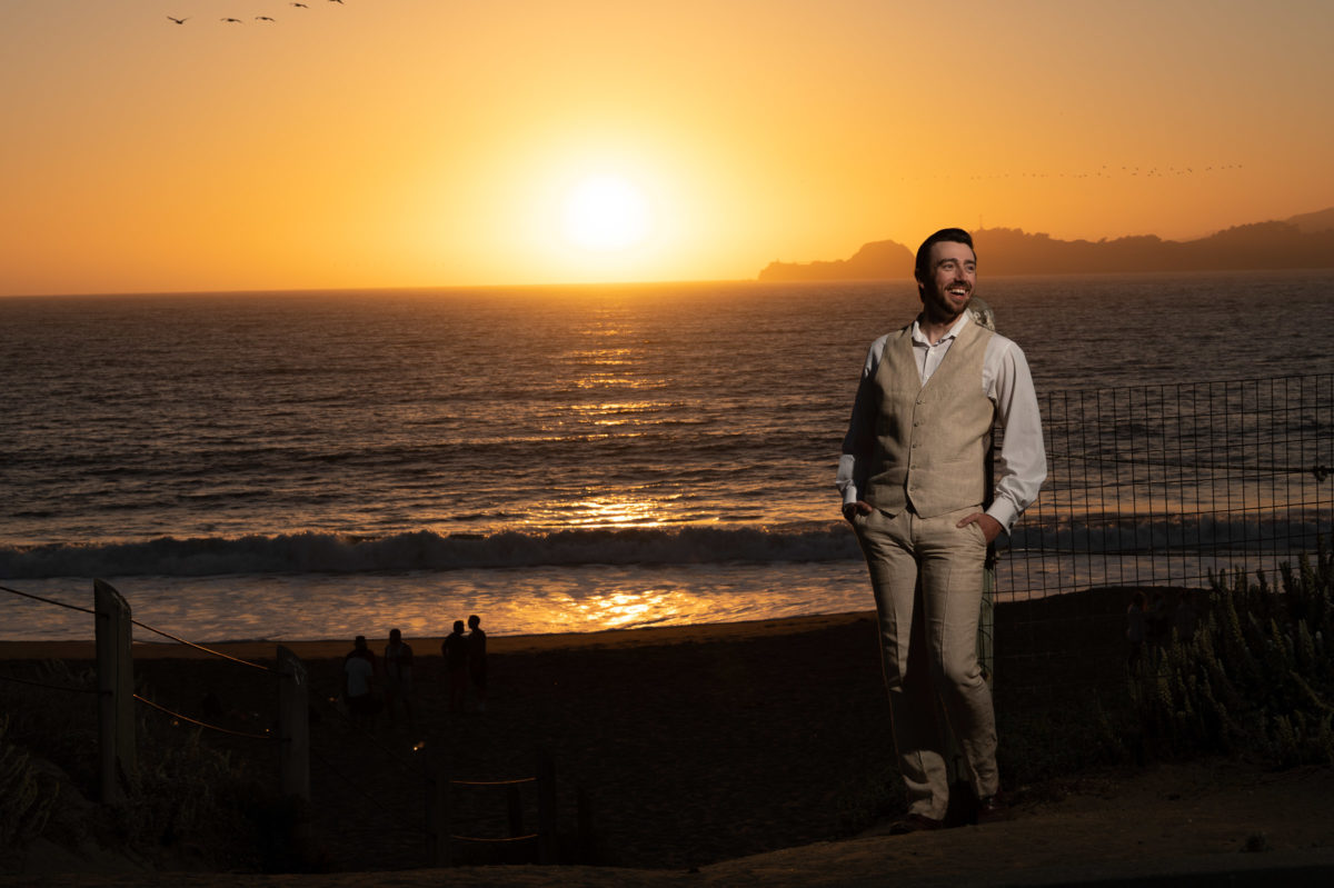 groom at sunset