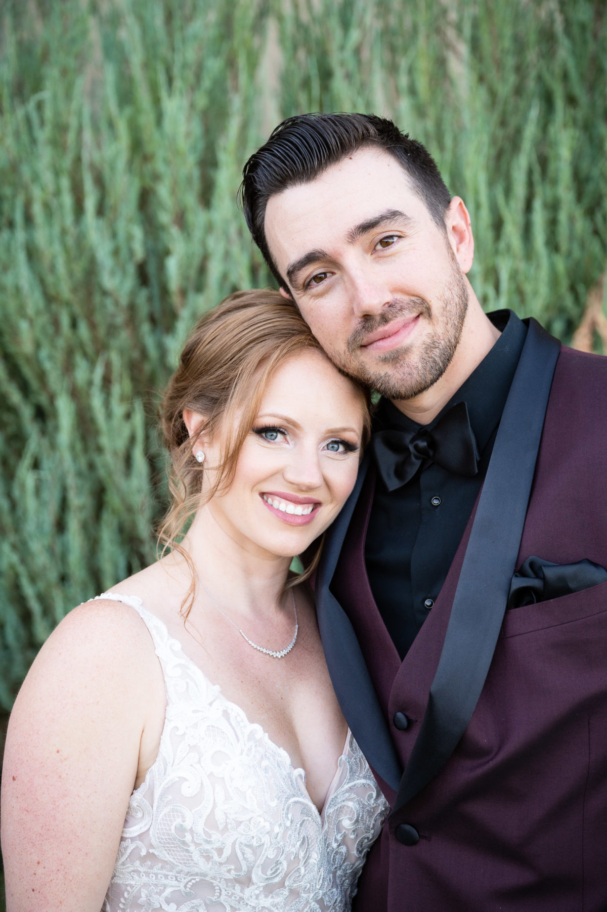 bride and groom closeup portrait