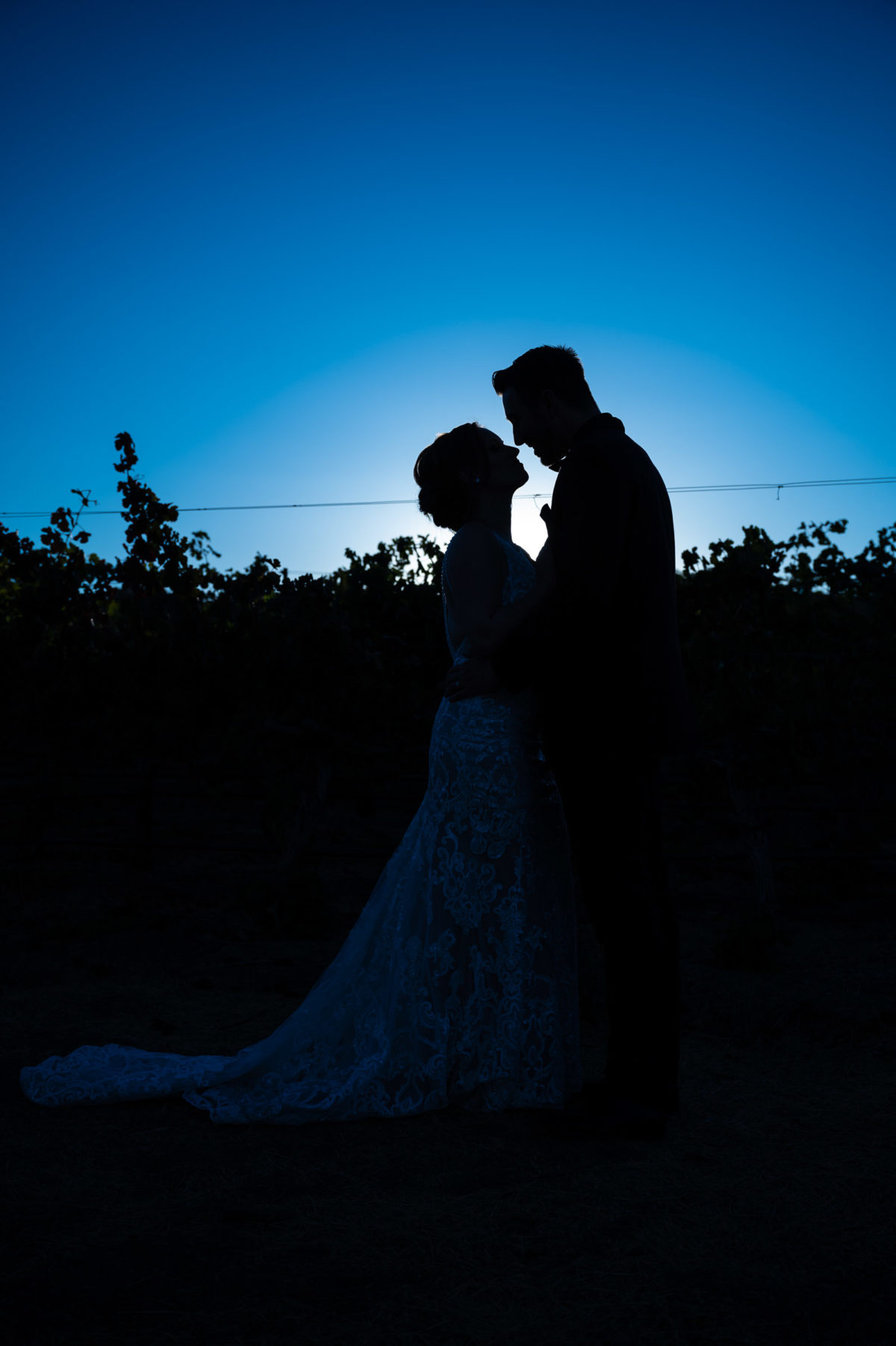 bride and groom silhouette