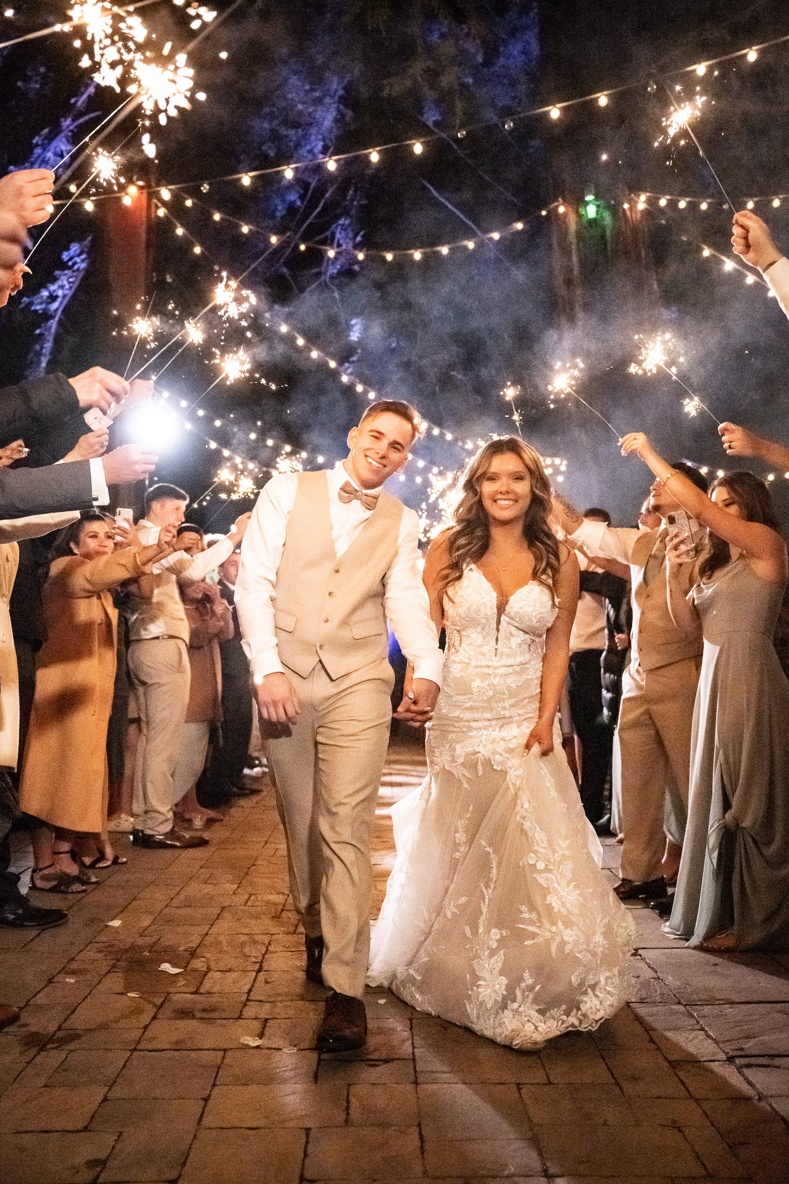 Bride and Groom Sparkler Exit from wedding