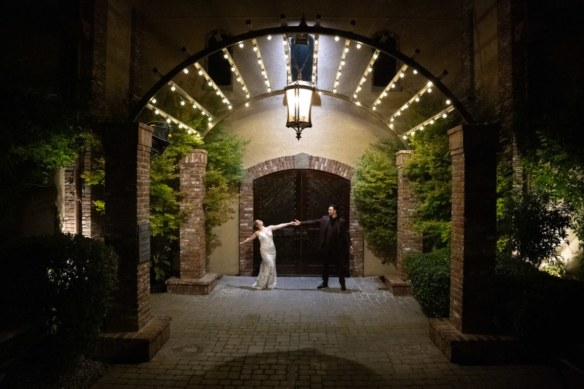 bride and groom dramatic portrait