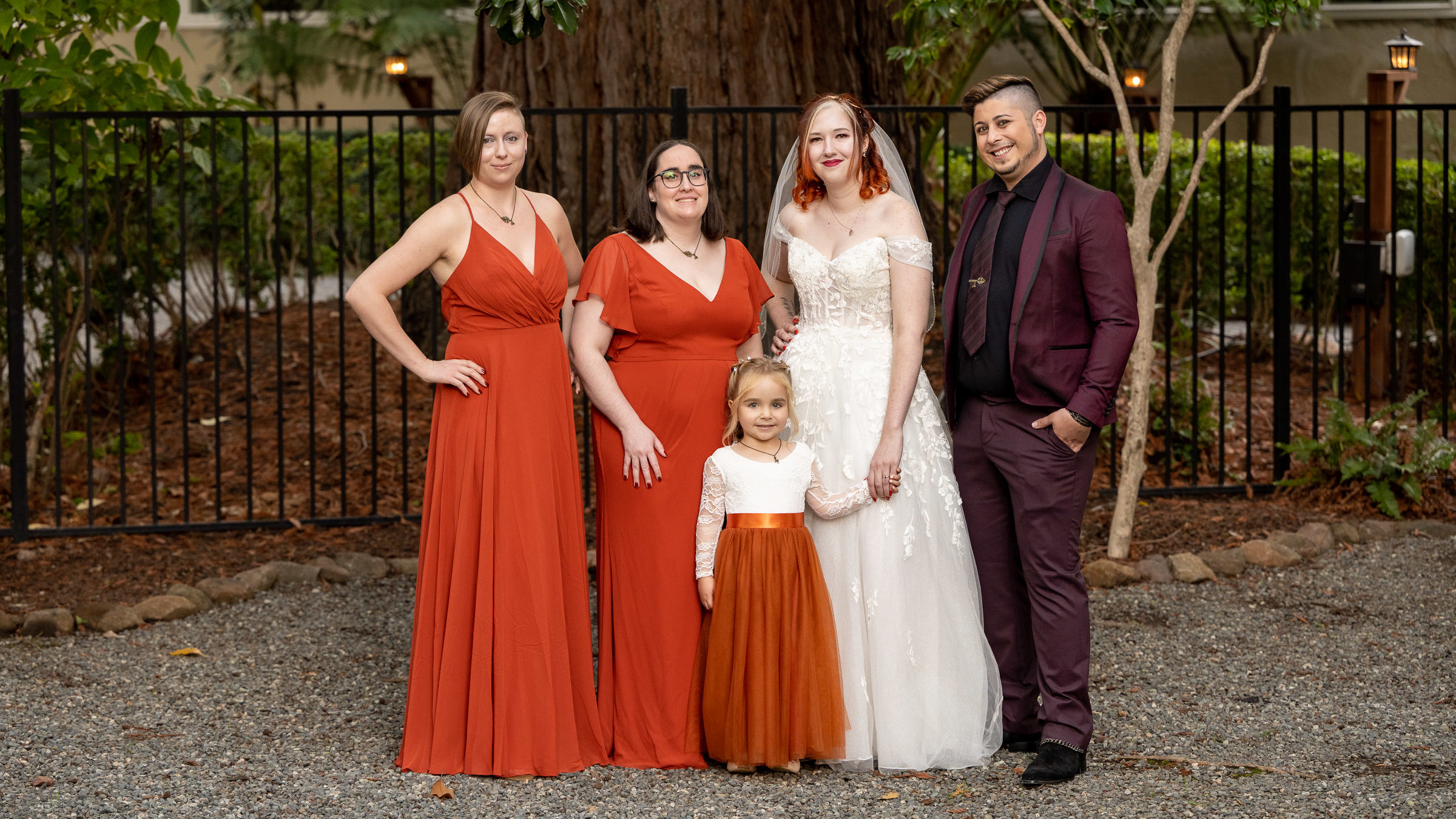 Wedding party photo as demonstration of posing hands.