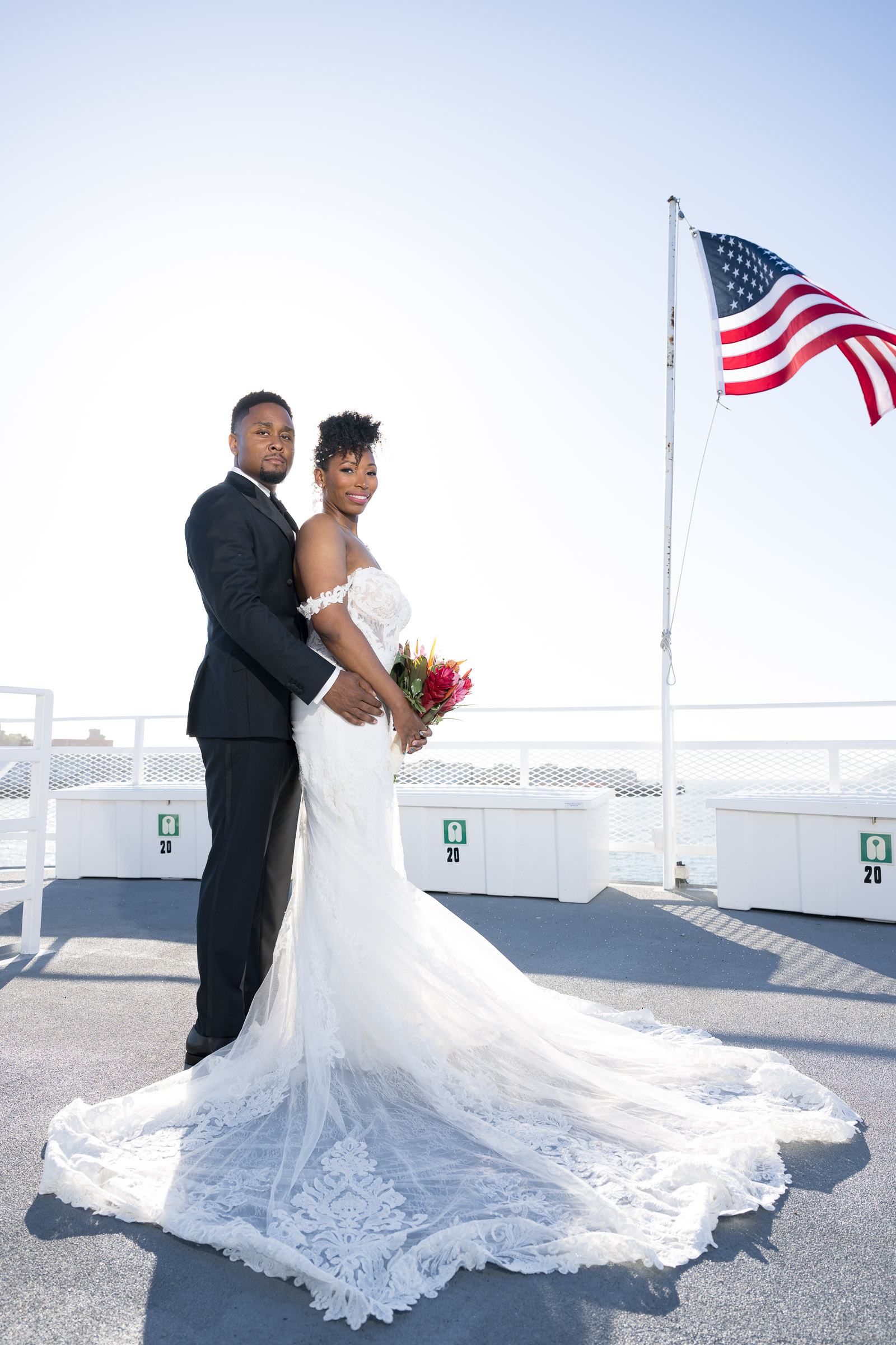 bride & groom portrait hornblower sf bay