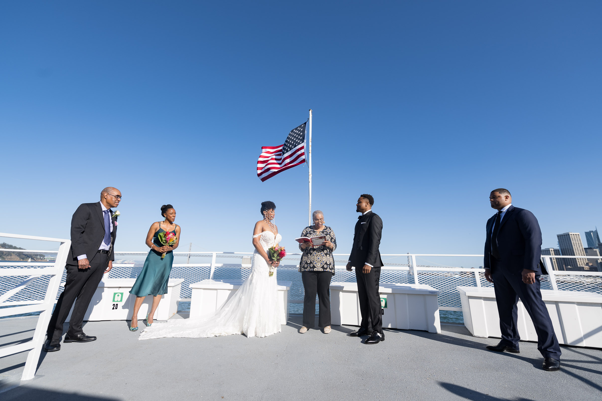 wedding ceremony on sf bay hornblower