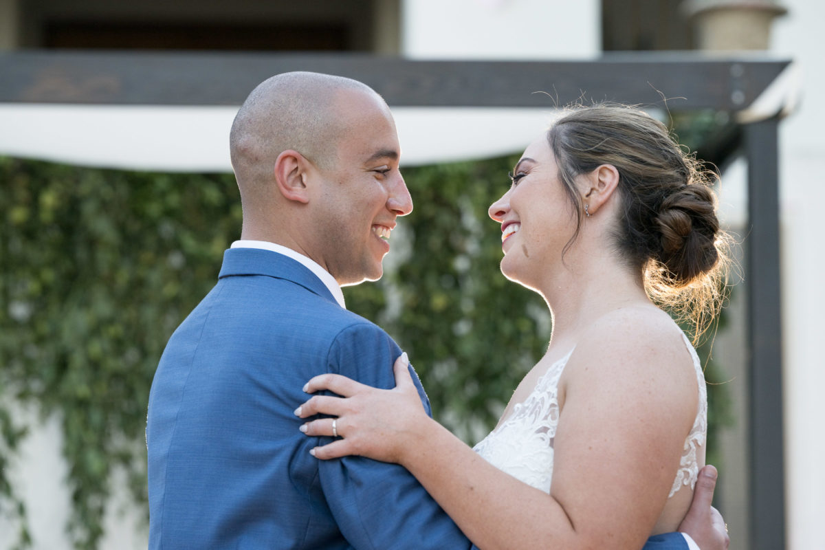 bride and groom dancing