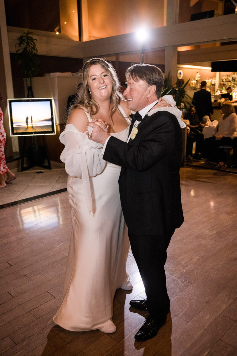 a man and a woman dance on a dance floor.