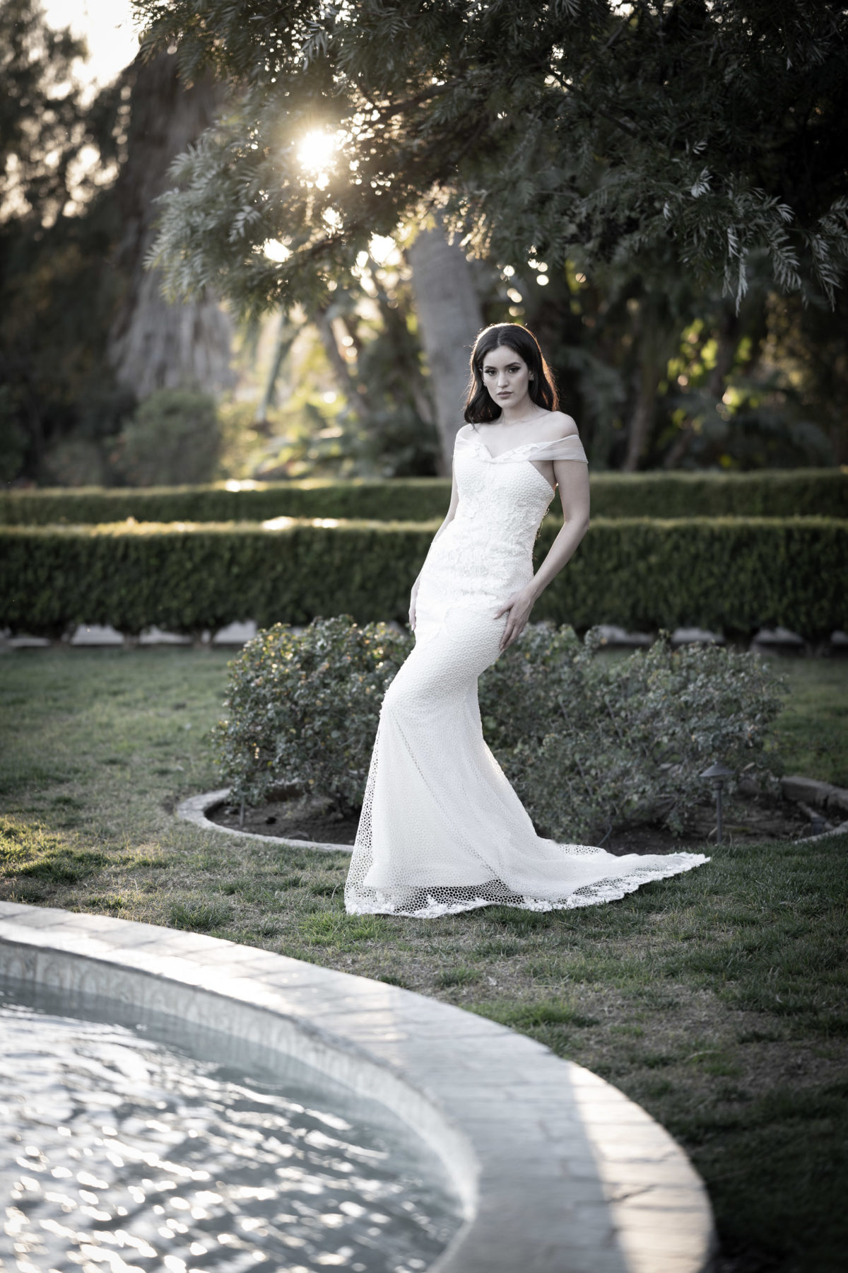 bride alone high fashion portrait newhall mansion