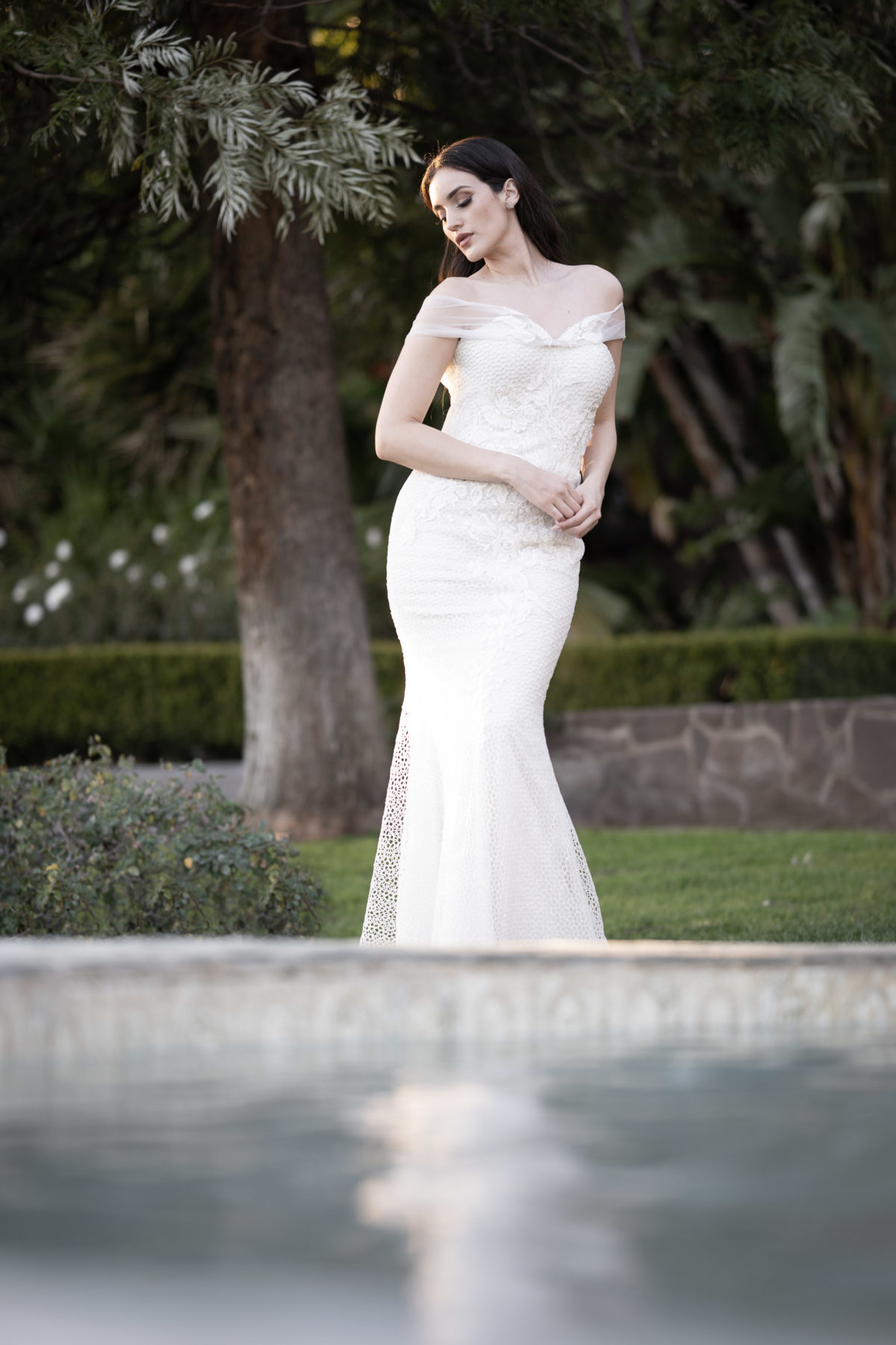 bride alone high fashion portrait newhall mansion