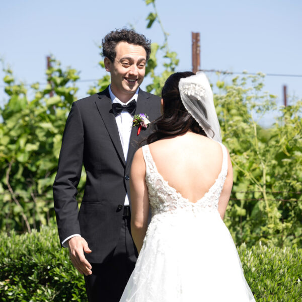 first look bride and groom