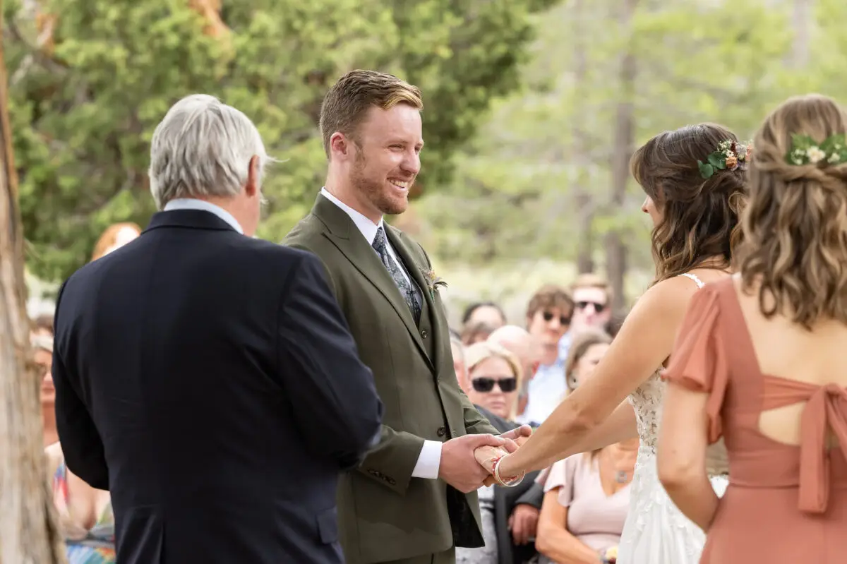 Bride and Groom stating vows in ceremony